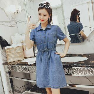 Short Sleeve Denim Shirt Dress