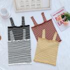 Camisole Top Knit Striped Cropped External Top