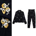 Floral Embroidered Blazer / Dress Pants / Set