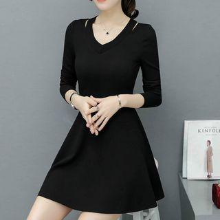 Long-sleeve Cutout A-line Mini Dress