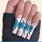 Cookies Pointed Faux Nail Tips W029 - Blue & White - One Size
