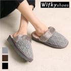 Faux-fur Trim Knitted Mules