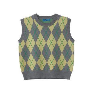 Argyle Sweater Vest Gray - One Size