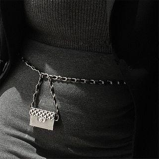 Miniature Handbag Alloy Waist Chain Black & Silver - One Size