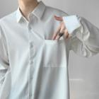Plain Pocket Front Long Sleeve Shirt