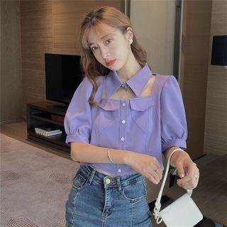 Puff-sleeve Cutout Shirt