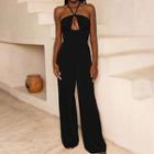 Halter-neck Cut-out Wide-leg Jumpsuit