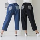 Band-waist Pocket-trim Harem Jeans