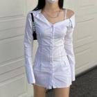 Cold-shoulder Asymmetrical Mini A-line Dress