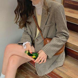 Houndstooth Blazer Houndstooth - Black & Khaki - One Size