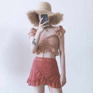 Set: Frill Trim Tankini Top + Swim Skirt
