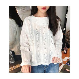 Eyelet-lace Long-sleeve Top