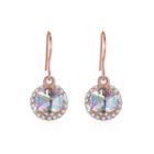 925 Sterling Silver Fashion Sparkling Round And Cube Austrian Element Crystal Earrings Rose Gold - One Size