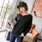 Stitched-trim Dolman Pullover