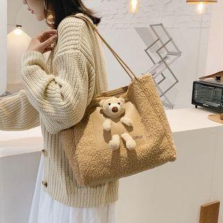 Bear Applique Fleece Tote Bag