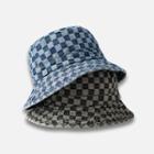 Checkerboard Denim Bucket Hat