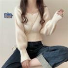 Plain Square Neck Rib Knit Sweater