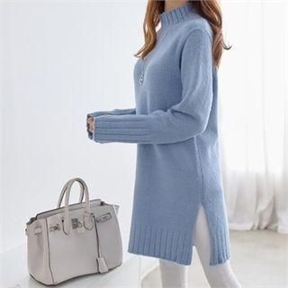 Mock-neck Thumb-hole Sweater Dress