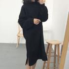 Slit Midi Pullover Dress Black - One Size