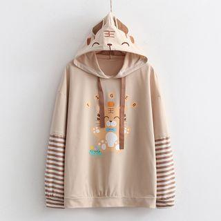 Mock Two-piece Tiger Print Hoodie