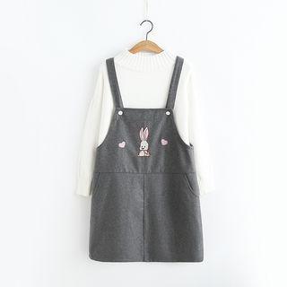 Rabbit Embroidered Jumper Dress