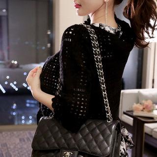 Elbow-sleeve Crochet-knit Cardigan