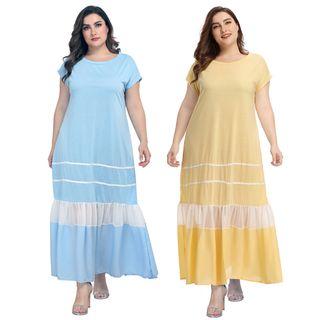 Short-sleeve Shift Maxi Dress