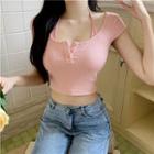 Short-sleeve Mock Two-piece Slim-fit Top