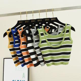 Striped Cropped Tank Knit Top
