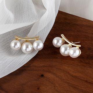 Faux Pearl Ear Climber Earring 1 Pair - As Shown In Figure - One Size