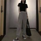 Set: High-waist Jogger Pants + Short-sleeve T-shirt