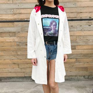 Contrast Hood Long Jacket