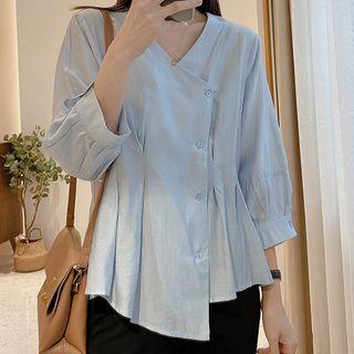 Set: Asymmetrical Blouse + Cropped Straight Leg Pants