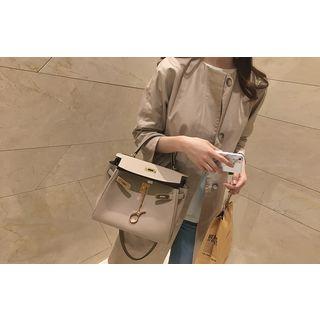 Round-neck Hidden-button Trench Coat