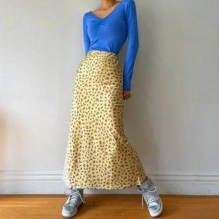 Floral Maxi Satin Skirt