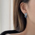 Glaze Square Dangle Earring 1 Pair - Earrings - Silver - Geometric - Blue - One Size
