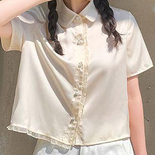 Frill-hem Short-sleeve Shirt