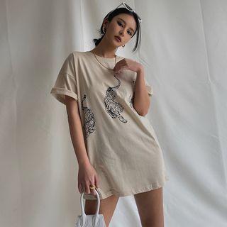 Tiger-print Loose T-shirt