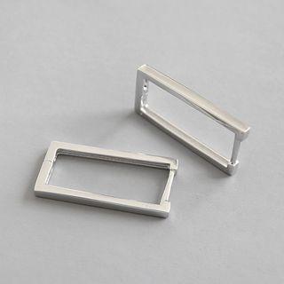 925 Sterling Silver Rectangle Earring 1 Pair - White Gold - One Size