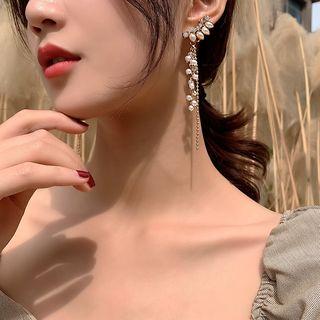 Faux Pearl Metal Fringe Dangle Earring 1 Pair - As Shown In Figure - One Size