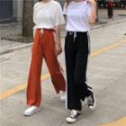 Color-block High-waist Loose-fit Wide-leg Pants