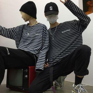 Long-sleeve Letter Embroider T-shirt