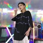 Printed Elbow-sleeve T-shirt For Couples
