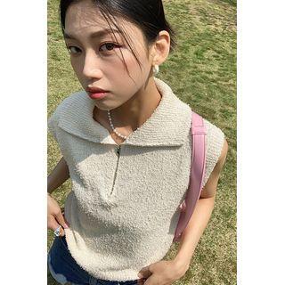 Zipped Boucl  Sweater Vest