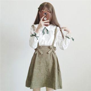 Peter Pan Collar Blouse / Suspender Skirt