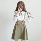 Peter Pan Collar Blouse / Suspender Skirt