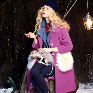 Faux-fur Pocket Button Coat