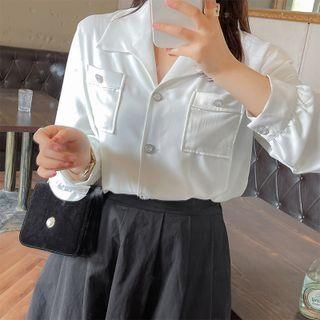 Long-sleeve Front Pocket Blouse