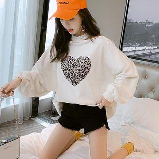 Leopard Print Heart Cut Out Pullover