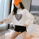 Leopard Print Heart Cut Out Pullover